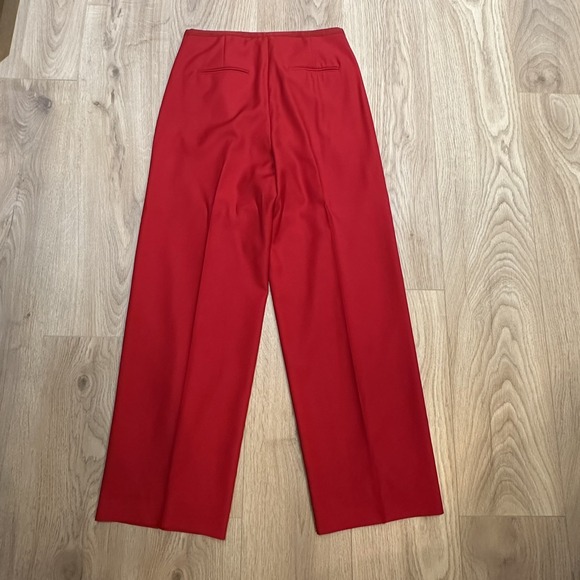 J.Crew 100% Wool Tollegno 1900 Red Pants Womens Sz 2 Wide Leg Italy Business - Picture 6 of 6